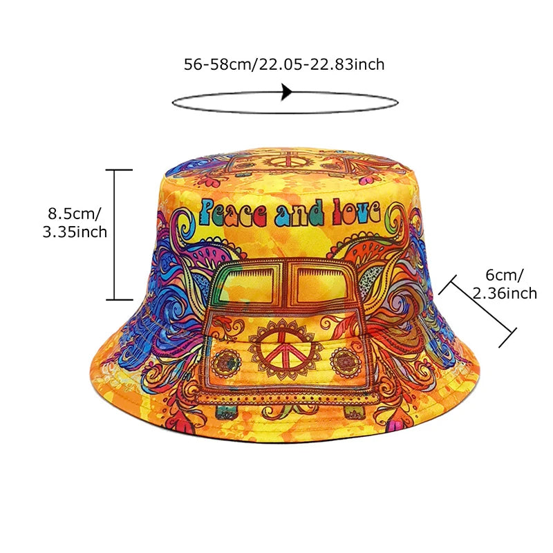 Peace And Love Pattern Bucket Hat